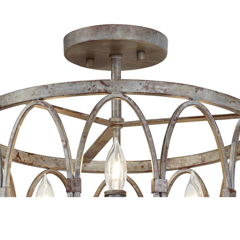 Patrice Deep Abyss Bronze Glass Drum Semi-Flush Mount