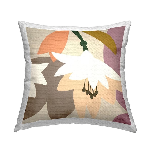 Stupell Industries Blooming Contemporary Flowers Beige Square Outdoor Throw Pillow