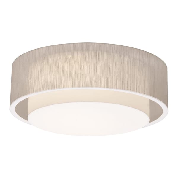 Sanibel 30-Watt White Integrated LED Flushmount with Jute Shade