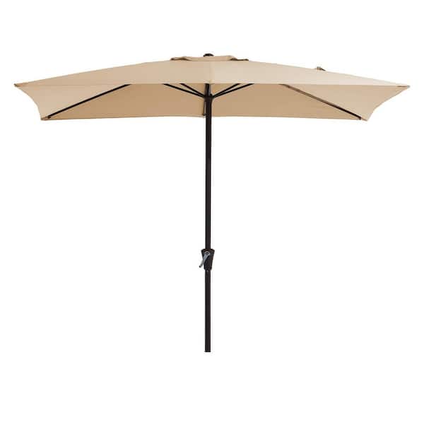 8 ft. x 10 ft. Steel Rectangular Market Umbrella in Beige