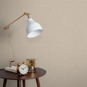 Linen Beige Nonwoven Paper Paste the Wall Removable Wallpaper