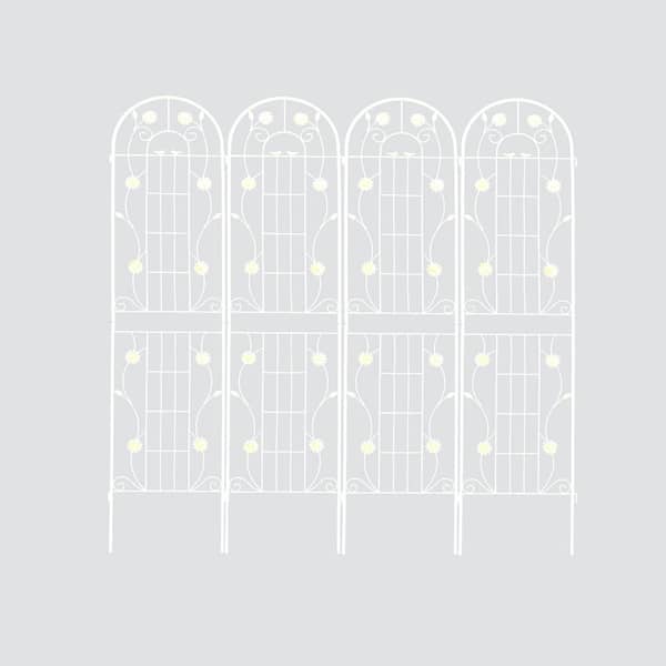 Sudzendf 71 in. White Metal Garden Trellis Outdoor Flower Support (4-Pack)