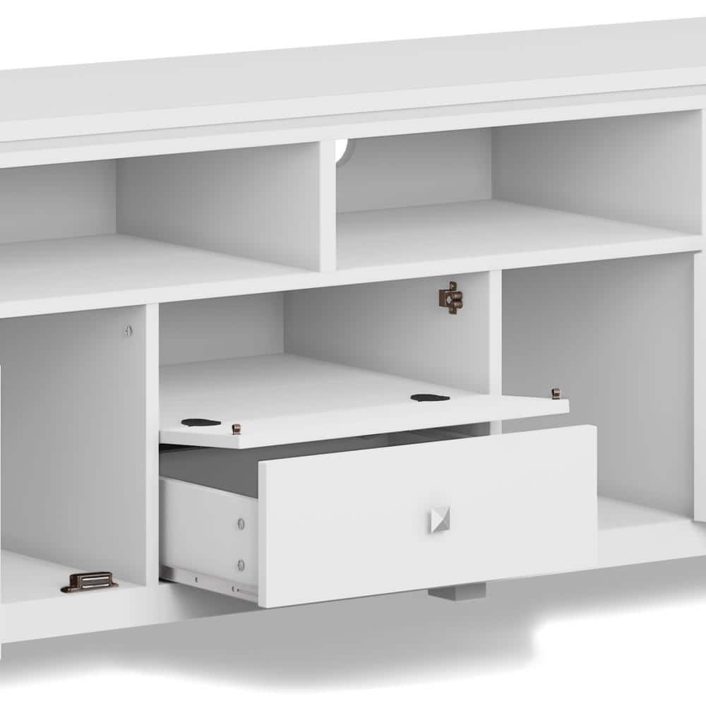 Cosmopolitan White Solid Wood 72" TV Media Stand with Cabinets