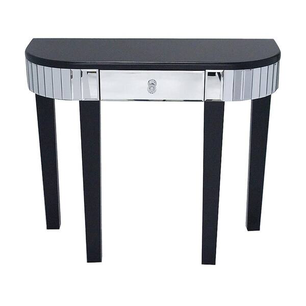 HomeRoots Shelly 36 in. Black Standard Rectangle Wood Console Table with Drawers