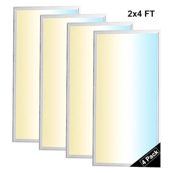 2ft. x 4ft. 200-Watt Equivalent Adjustable Lumens Integrated LED Panel Light with Switchable CCT 4-Pack