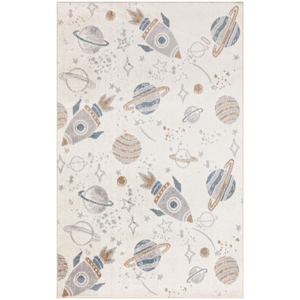 Nourison Astra Machine Washable Ivory Multicolor 3 ft. x 5 ft. Graphic Contemporary Area Rug