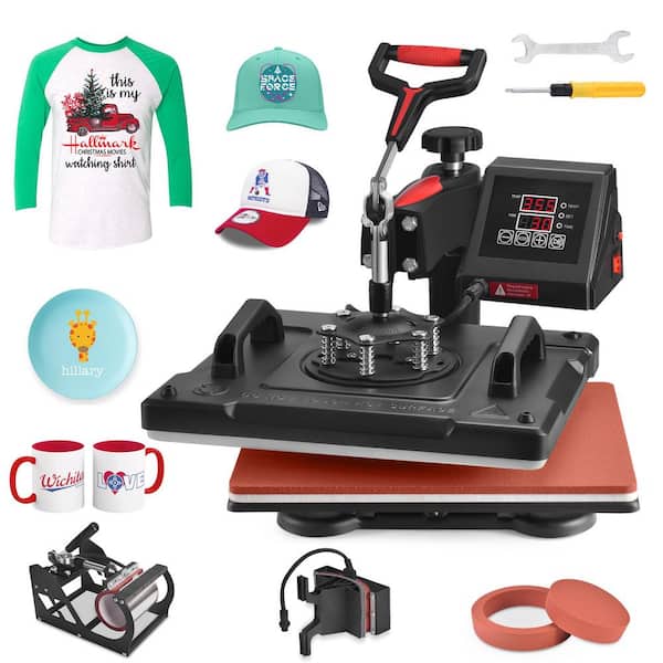 SEEUTEK 12 in. x 15 in. Heat Press 5 in 1 Heat Press Machine Multifunctional Shirt Press Heat Transfer Machine