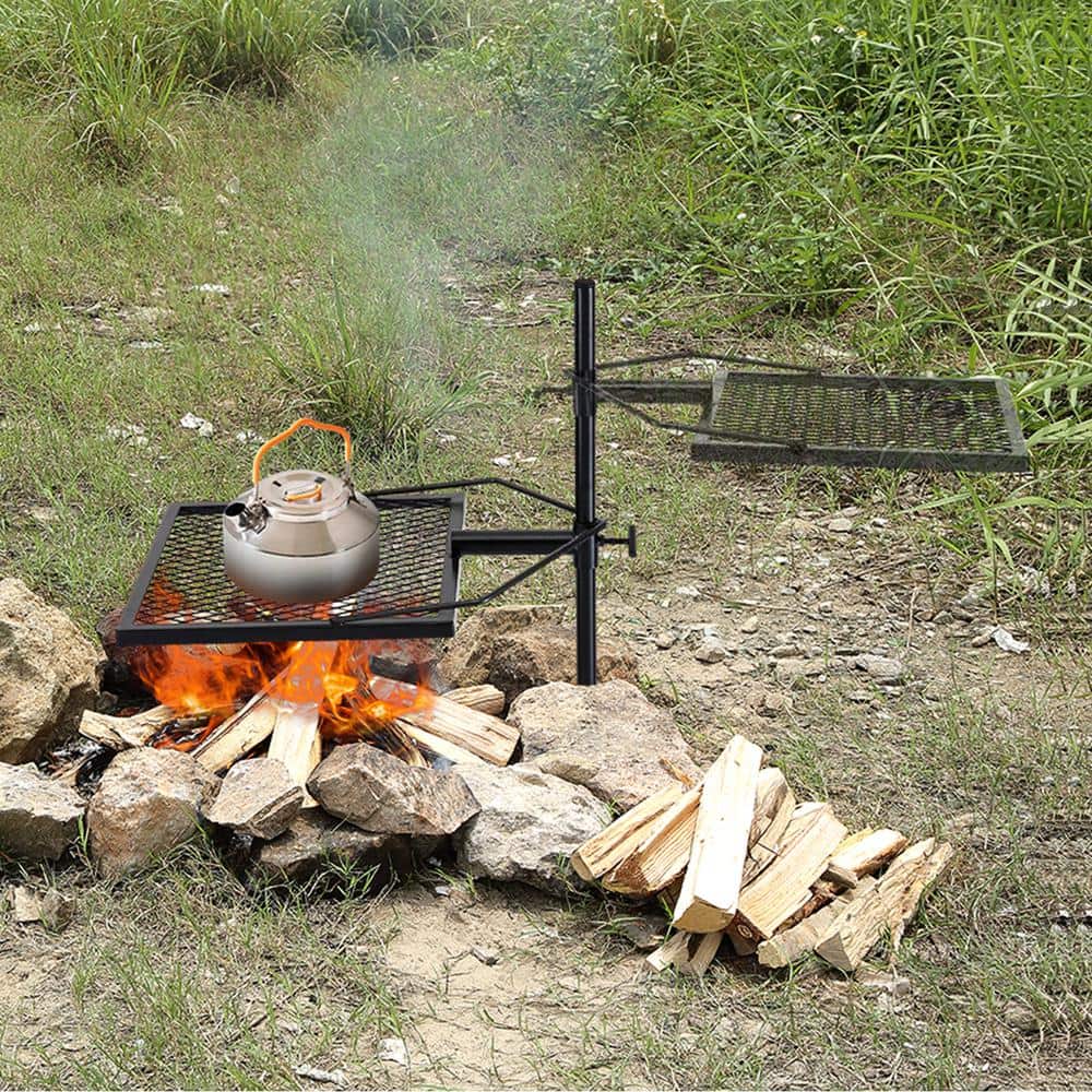 Heavy-Duty Black Stainless Steel Swivel Campfire Grill