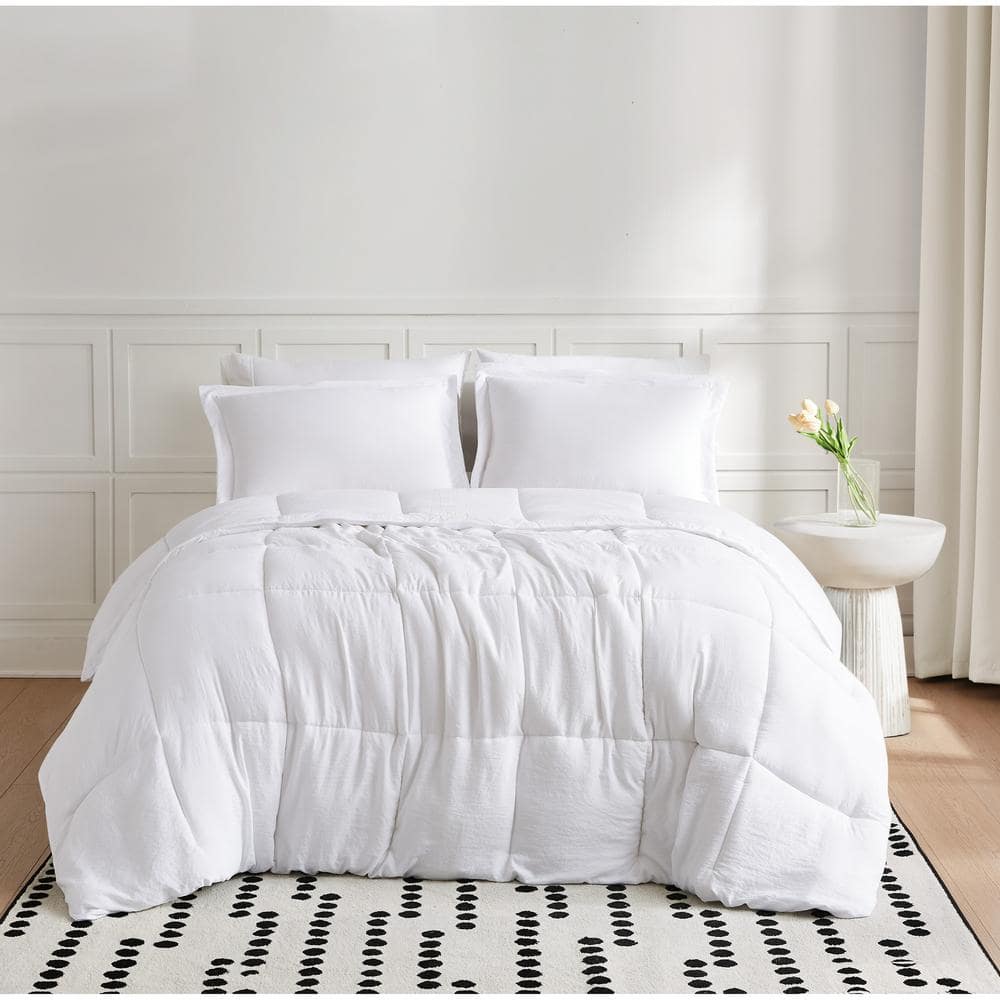 London Fog Garment Wash Solid Microfiber White Twin/Twin XL 2 Piece Comforter Set