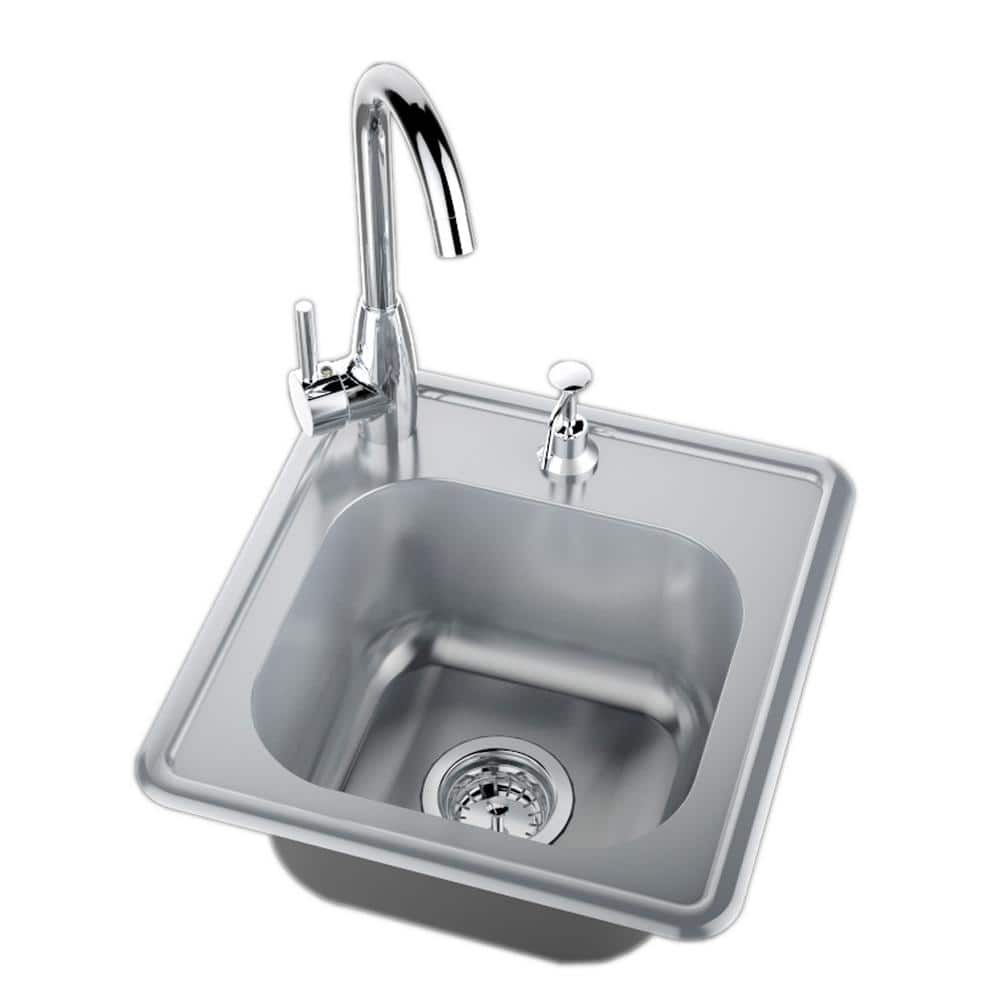 17'' Brushed Stainless Steel Drop-In Outdoor Kitchen Sink