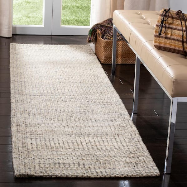 Marbella Light Gray 2 ft. x 12 ft. Striped Solid Color Runner Rug