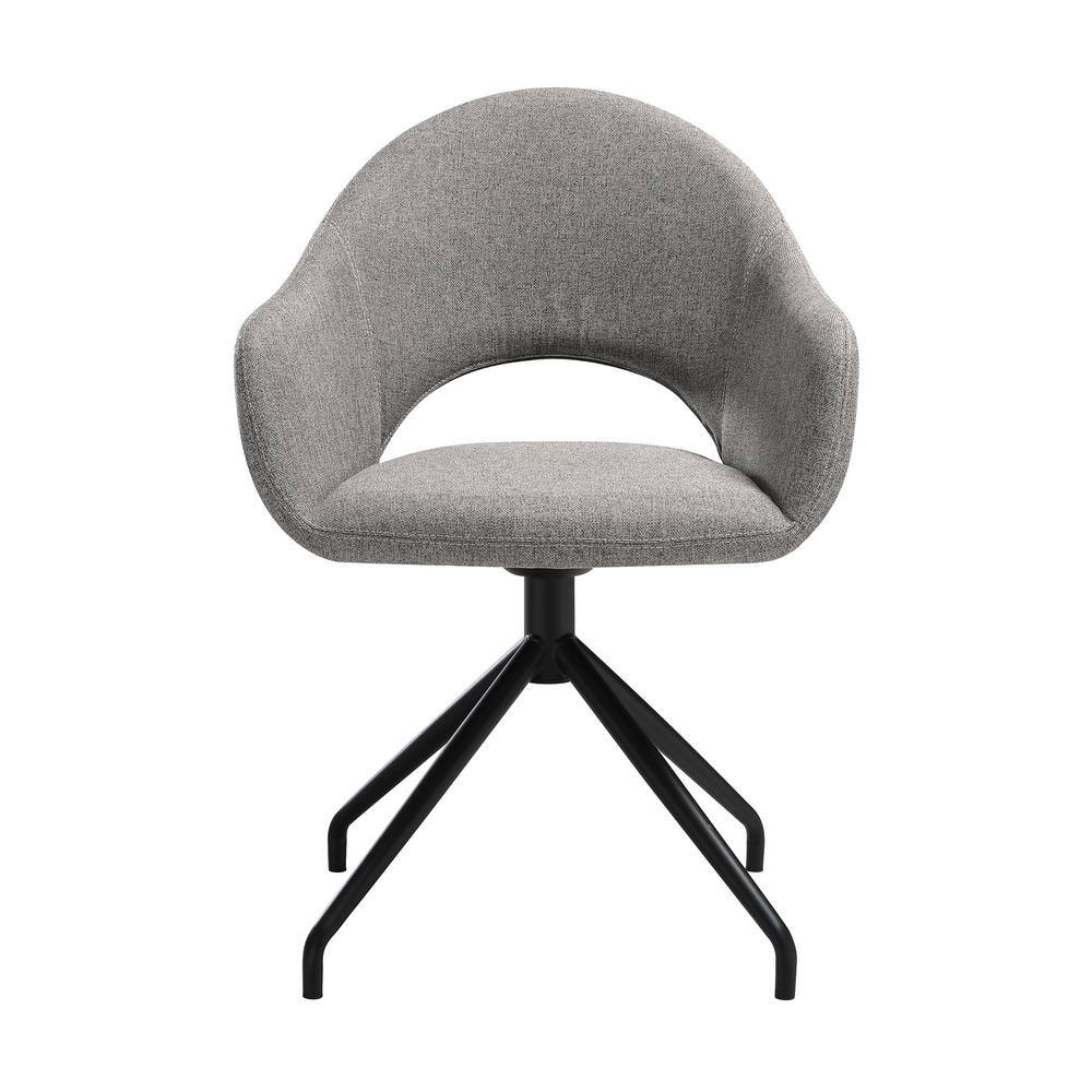 Gray Upholstered Swivel Side Chair with Black Metal Legs