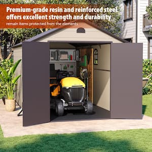 8 ft. W x 15 ft. D Plastic Outdoor Patio Storage Shed with Floor and Lockable Door Coverage Area 120 sq. ft.