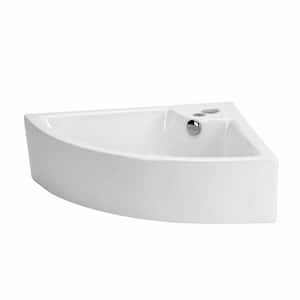 Hudson 25-7/8 in. Corner Vessel Bathroom Sink in White with Overflow