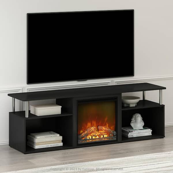 Furinno 70 in. Jensen Americano TV Stand Entertainment Center Fits TV's Up to with No Heat Decorative Electric Fireplace