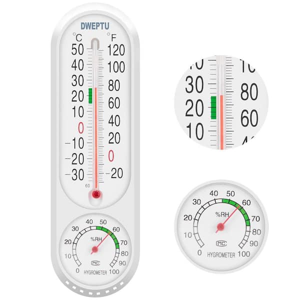 Indoor/Outdoor Thermometer Hygrometer with Celsius/Fahrenheit Display, for Patio, Garden, Greenhouse, and Closet
