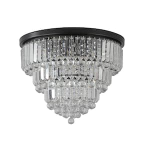 6-Light Black Crystal Lights Large Ceiling Chandelier for Dining Room, Living Room, Bedroom