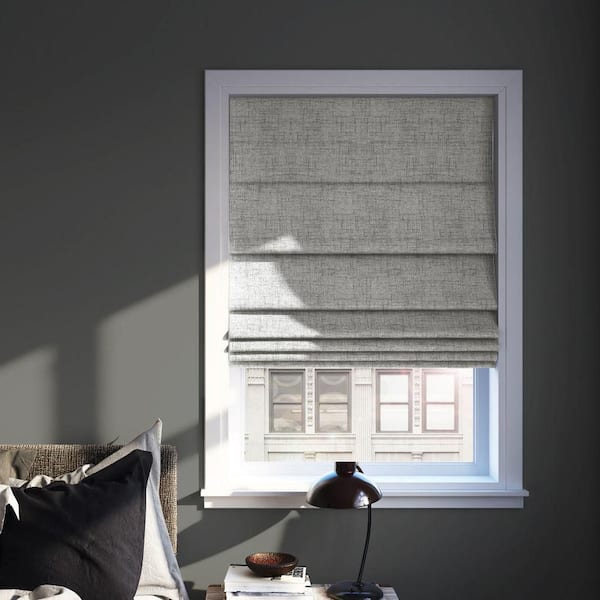 Sun Zero Somerton Cordless Gray 100% Blackout Textured Fabric Roman Shade 39 in. W x 64 in. L