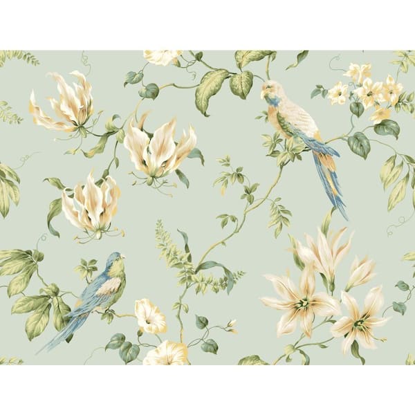 York Wallcoverings Tropical Floral Wallpaper Light Blue Paper Strippable Roll (Covers 60.75 sq. ft.)