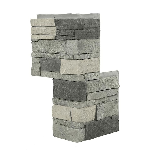 GenStone Stacked Stone Northern Slate 24 in. x 12 in. Faux Stone Siding Outside Corner Panel