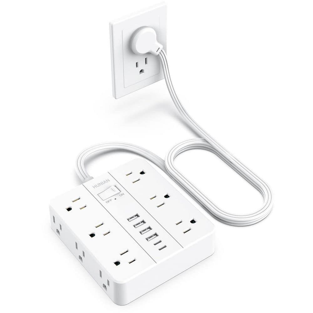 5 ft. White Flat Plug Power Strip Surge Protector, Desk Charging Station with 12 Multiple Outlets 6 USB Charger price history on PriceWatchPro