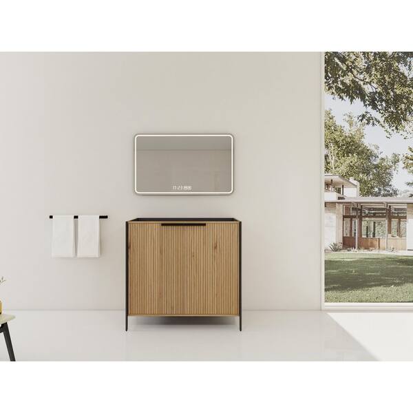 Quentin Modern 35.06 in. Bathroom Vanity Cabinet without Top in Light Coffee with Adjustable Shelves