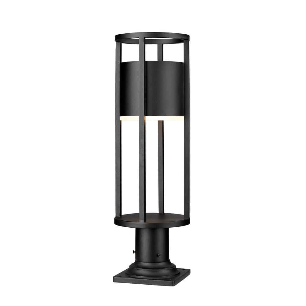 Luca 1-Light Black Aluminum Hardwired Outdoor Weather Resistant Post Light 