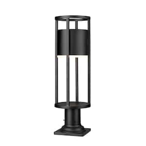 Luca 1-Light Black Aluminum Hardwired Outdoor Weather Resistant Post Light with Integrated LED