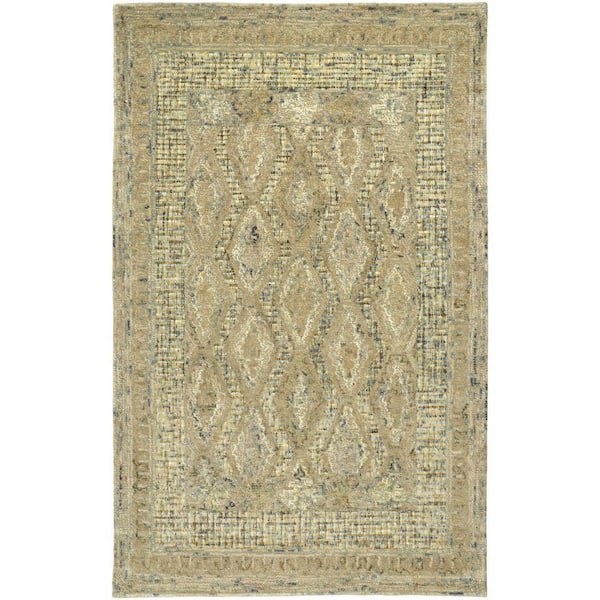 2 ft. x 3 ft. Tan and Blue Floral Area Rug