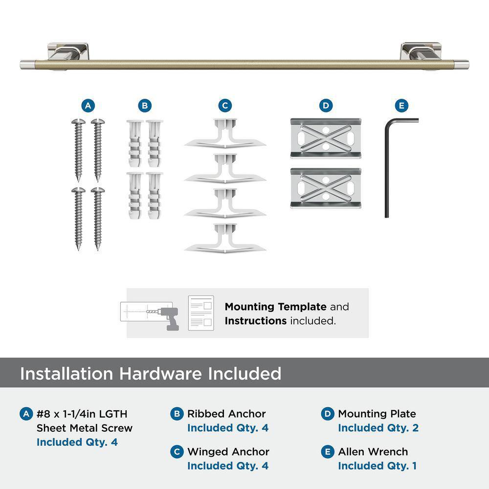 24 Inch Polished Nickel Golden Champagne Wall Mounted Towel Bar