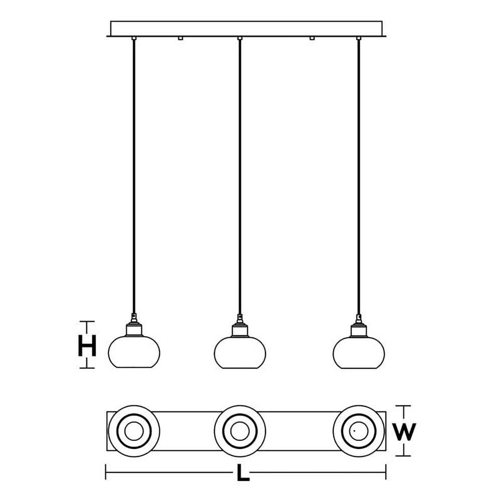 Laney 36" Modern Globe Linear Pendant in Satin Nickel with Seeded Glass