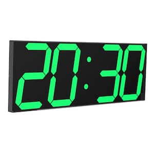 Green Digital LED Wall Clock, with 6 in. Numbers Remote Control Count Up/Count Down, Auto Dimme and Thermometer