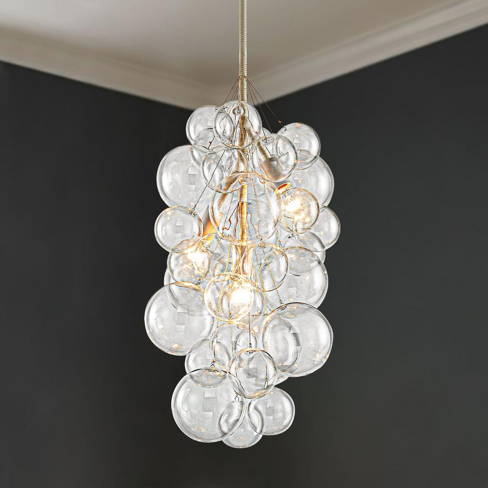 Y'INSP 3-Light Matt White Clear Glass Grape Modern Cluster Bubble