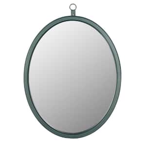 23.62 in. W x 29.62 in. H Small Oval Steel Green Framed Wall Bathroom Vanity Mirror
