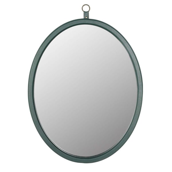 Unbranded 23.62 in. W x 29.62 in. H Small Oval Steel Green Framed Wall Bathroom Vanity Mirror