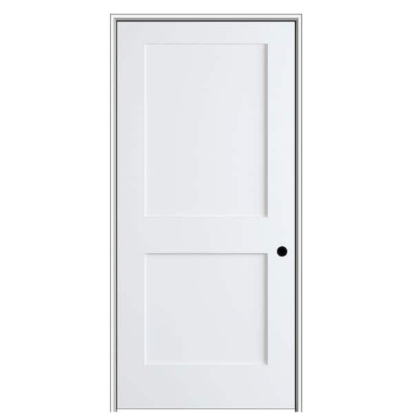 MMI Door Shaker Flat Panel 18 in. x 80 in. Left Hand Solid Core Primed HDF Single Pre-Hung Interior Door with 4-9/16 in. Jamb