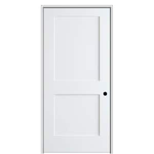 Shaker Flat Panel 28 in. x 80 in. Left Hand Solid Core Primed HDF Single Pre-Hung Interior Door with 4-9/16 in. Jamb