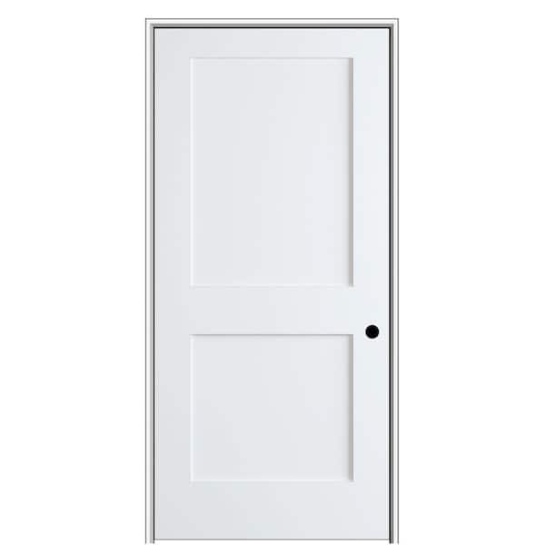 MMI DOOR Shaker Flat Panel 32 in. x 80 in. Left Hand Solid Core Primed HDF Single Pre-Hung Interior Door with 4-9/16 in. Jamb