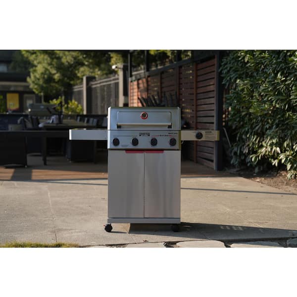 Mesa 4-Burner Propane Gas Grill in Stainless Steel with Broil Zone, and Side Burner