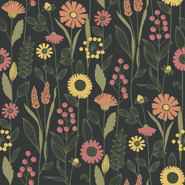 NuWallpaper Charcoal Jane Peel and Stick Wallpaper Sample