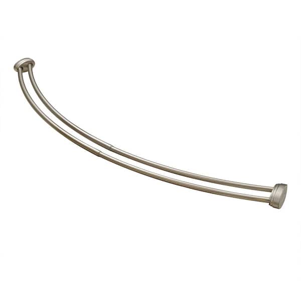 72in. Rustproof Adjustable & Expandable Wall Mounted Aluminum Double CurvedShower Rod,Shower Liner & Shower Hooks,Nickel