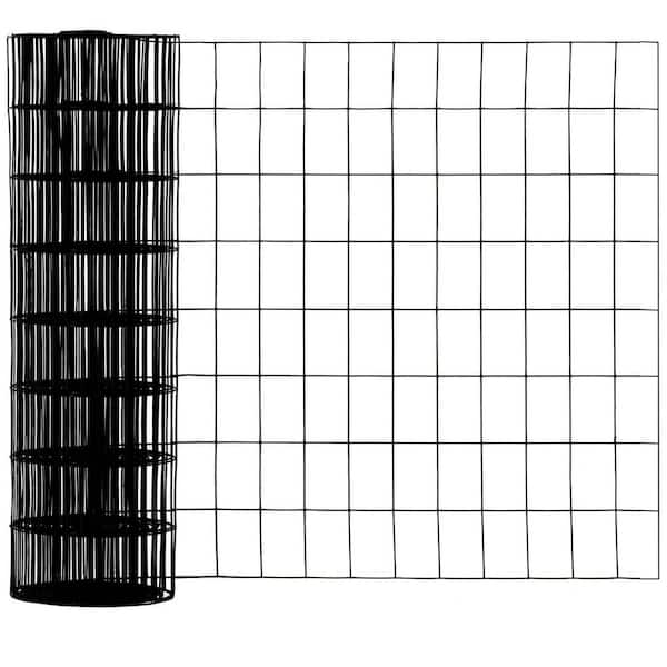 50 ft. x 2 ft. H 16-Gauge Hardware Cloth 2 in. x 3 in. Black Metal PVC Coated Welded Wire Mesh Fence for Chicken Garden
