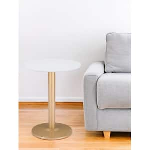 23.6 in. Gold And White Round MDF End Table