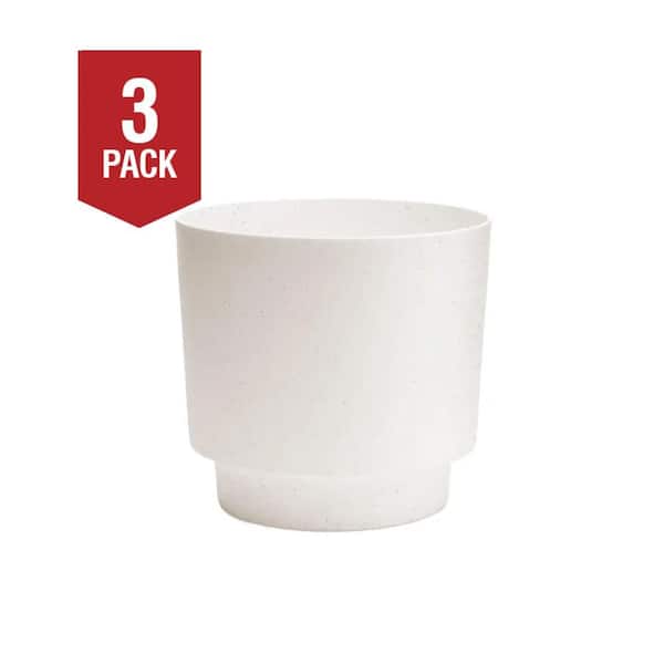 Rylie Medium Beige Resin Plastic Round Decorative Planter (5.25 in. L x 9.67 in. W x 5.25 in. H) 3-Pack