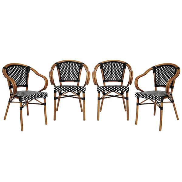 Carnegy Avenue Brown Aluminum Outdoor Dining Chair in Black Set of 4