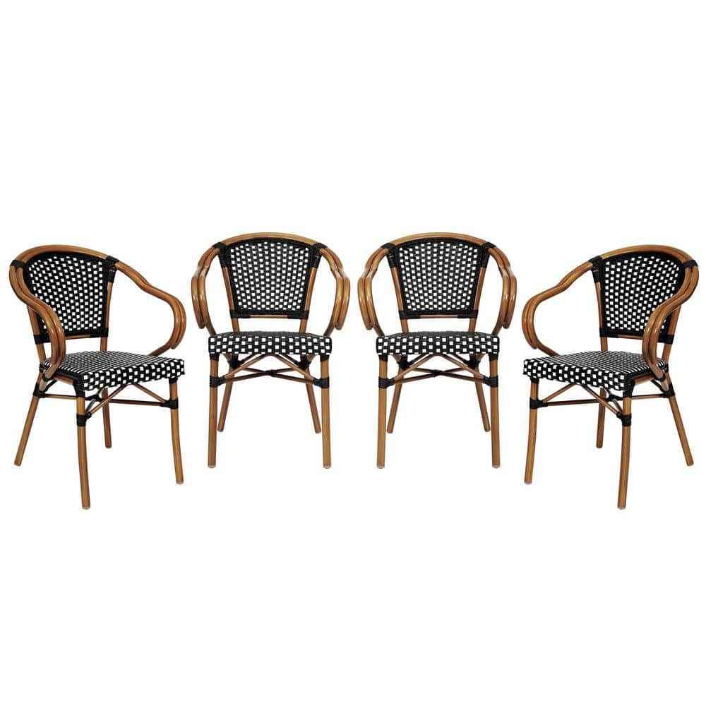 Brown Aluminum Outdoor Dining Chair in Black Set of 4 price history on PriceWatchPro