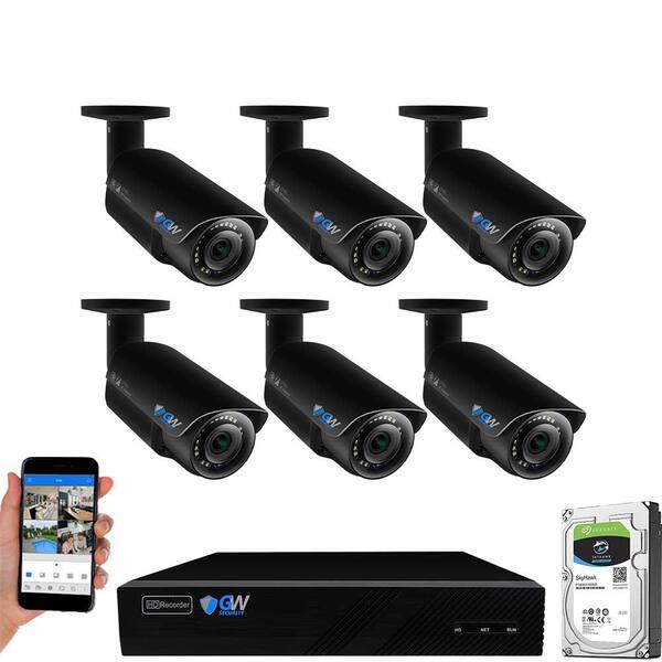 GW Security 8-Channel 8MP 2TB NVR Security Camera System 6 Wired Bullet Cameras 2.8-12mm Motorized Lens Human/Vehicle Detection