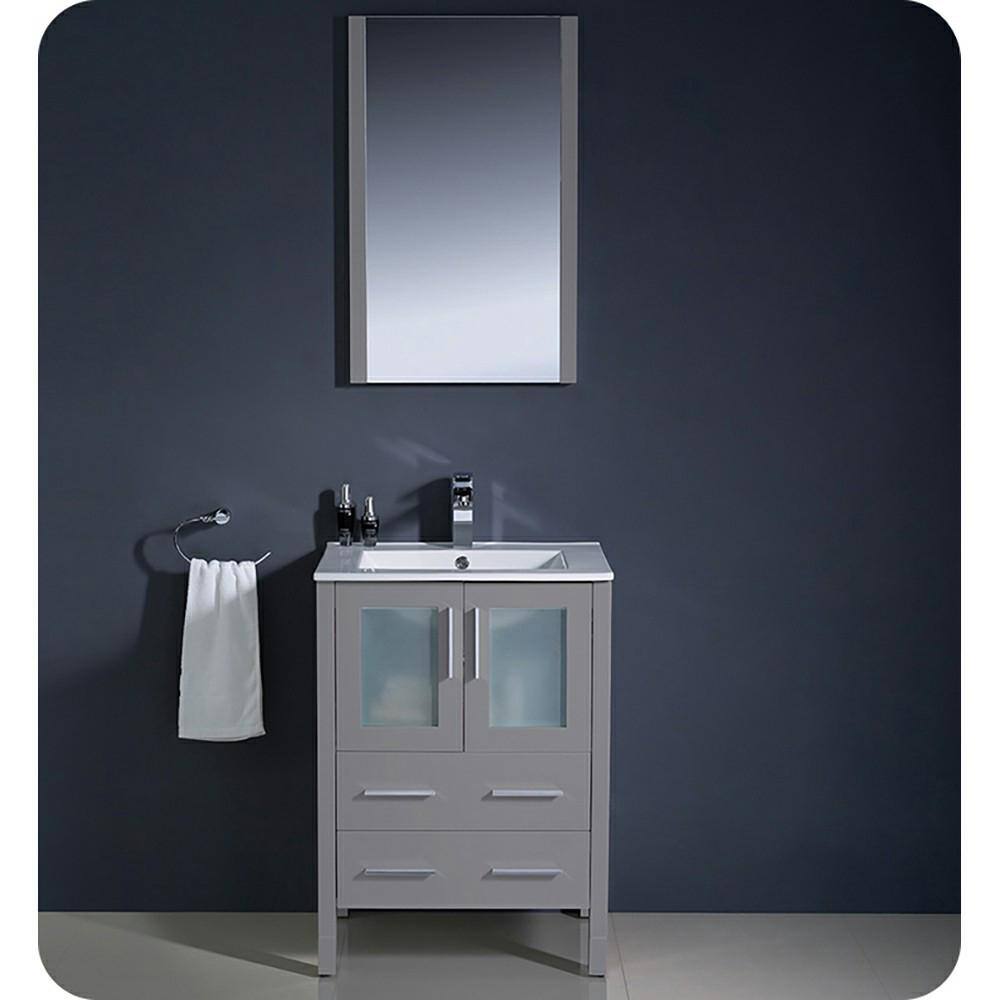Torino 24" Gray Engineered Wood Modern Freestanding Vanity Cabinet