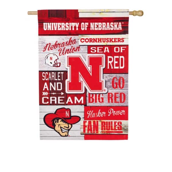 Team Sports America 2-1/3 ft. x 3-2/3 ft. Linen University of Nebraska 2-Sided Fan Rules House Flag