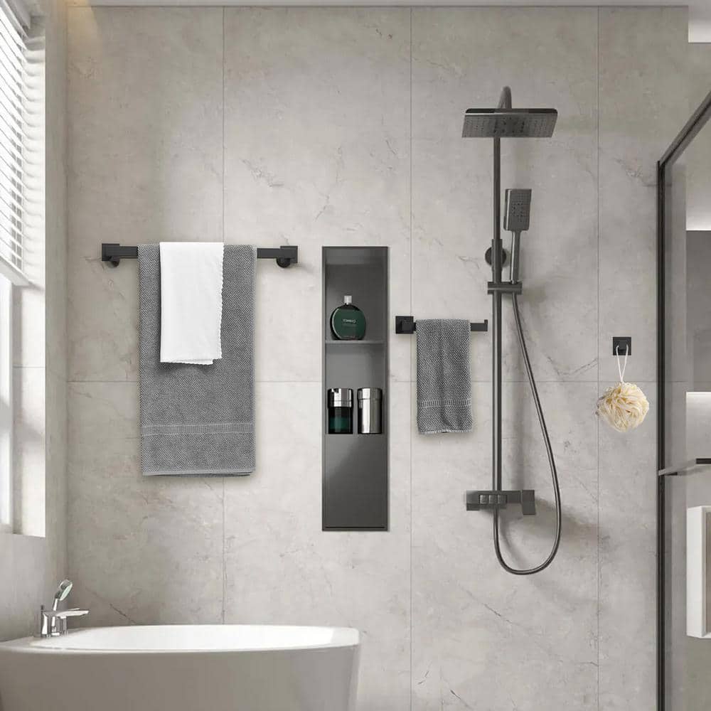 Matte Black Stainless Steel 5-Piece Bathroom Hardware Set